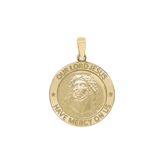 14K Gold Round Our Lord Jesus Medallion (3/4 inch)