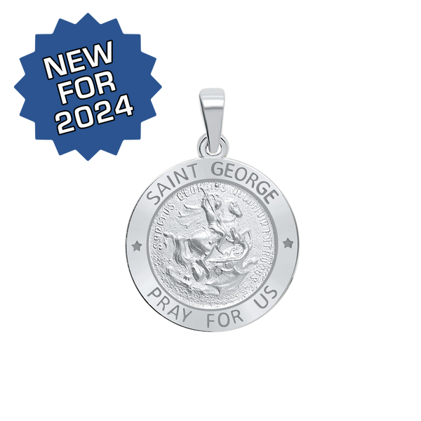 Sterling Silver Round Saint George Medallion (3/4 inch)