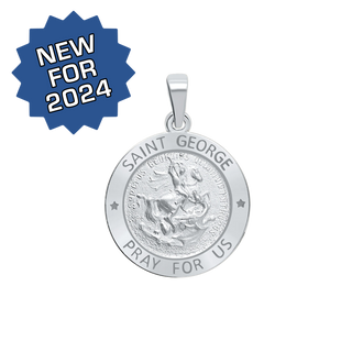 Sterling Silver Round Saint George Medallion (3/4 inch)