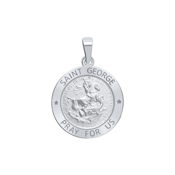 Sterling Silver Round Saint George Medallion (3/4 inch)