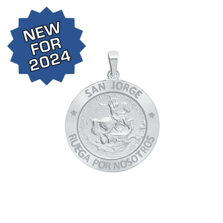 Sterling Silver Round San Jorge Medallion (3/4 inch)