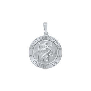 Sterling Silver Round Saint Christopher Medallion (5/8 inch - 1 inch)