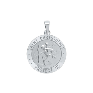 Sterling Silver Round Saint Christopher (Coast Guard) Medallion (3/4 inch)