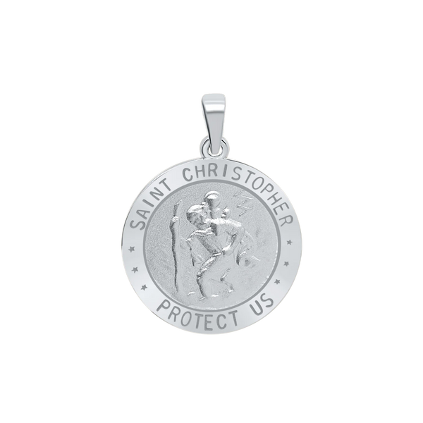 Sterling Silver Round Saint Christopher (Coast Guard) Medallion (3/4 inch)