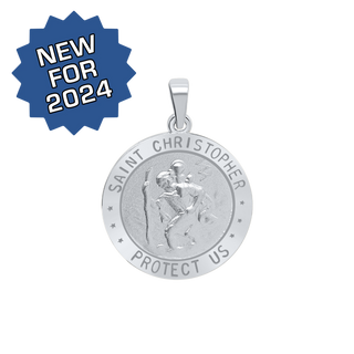 Sterling Silver Round Saint Christopher (Marine Corps) Medallion (3/4 inch)