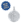 Sterling Silver Round Saint Christopher (Coast Guard) Medallion (3/4 inch)