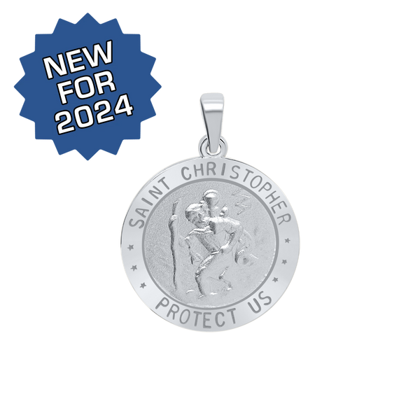 Sterling Silver Round Saint Christopher (Coast Guard) Medallion (3/4 inch)