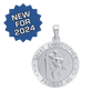Sterling Silver Round Saint Christopher (Army) Medallion (3/4 inch)