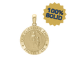 14K Gold Round Guardian Angel Medallion (3/4 inch)