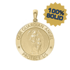 14K Gold Round Guardian Angel Medallion (1/2 inch - 1 inch)