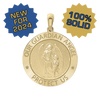 14K Gold Round Guardian Angel Medallion (1/2 inch - 1 inch)