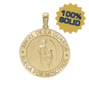 14K Gold Round Añgel Del La Guarda Medallion (5/8 inch - 1 inch)