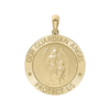 14K Gold Round Guardian Angel Medallion (1/2 inch - 1 inch)