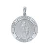 Sterling Silver Round Guardian Angel Medallion (5/8 inch - 1 inch)