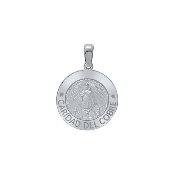 Sterling Silver Round Carídad Del Cobre Medallion (5/8 inch - 1 inch)