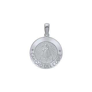 Sterling Silver Round Carídad Del Cobre Medallion (5/8 inch - 1 inch)