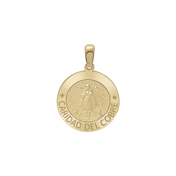 14K Gold Round Carídad Del Cobre Medallion (5/8 inch - 1 inch)