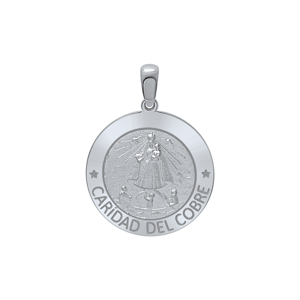 Sterling Silver Round Carídad Del Cobre Medallion (5/8 inch - 1 inch)