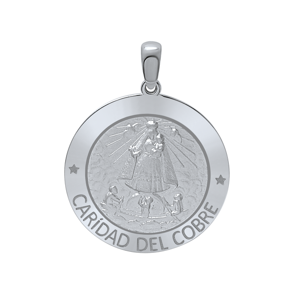 Sterling Silver Round Carídad Del Cobre Medallion (5/8 inch - 1 inch)