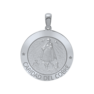 Sterling Silver Round Carídad Del Cobre Medallion (5/8 inch - 1 inch)