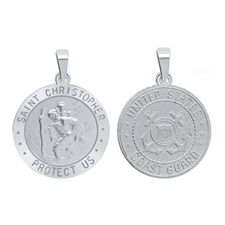 Sterling Silver Round Saint Christopher (Coast Guard) Medallion (3/4 inch)