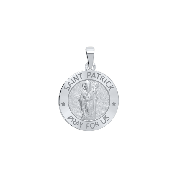 Sterling Silver Round Saint Patrick Medallion (5/8 inch - 3/4 inch)