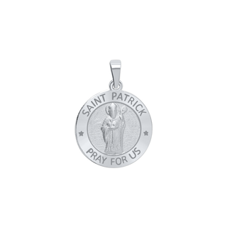 Sterling Silver Round Saint Patrick Medallion (5/8 inch - 3/4 inch)