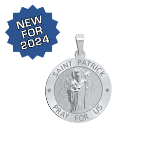 Sterling Silver Round Saint Patrick Medallion (5/8 inch - 3/4 inch)