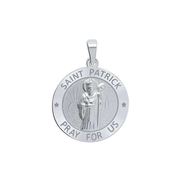 Sterling Silver Round Saint Patrick Medallion (5/8 inch - 3/4 inch)