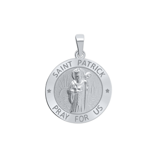 Sterling Silver Round Saint Patrick Medallion (5/8 inch - 3/4 inch)