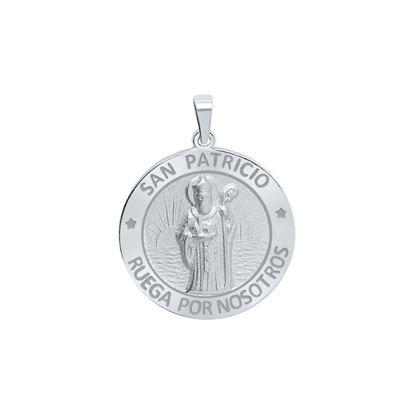 Sterling Silver Round San Patricio Medallion (5/8 inch - 3/4 inch)