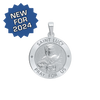 Sterling Silver Round Saint Lucy Medallion (3/4 inch)