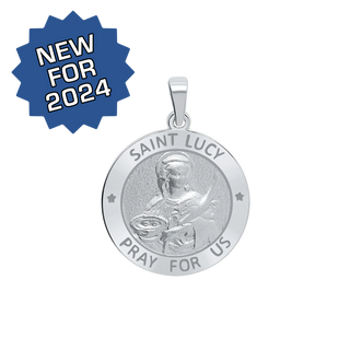 Sterling Silver Round Saint Lucy Medallion (3/4 inch)