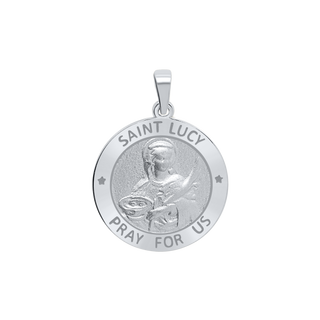 Sterling Silver Round Saint Lucy Medallion (3/4 inch)