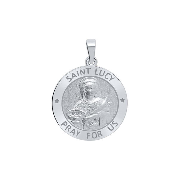 Sterling Silver Round Saint Lucy Medallion (3/4 inch)