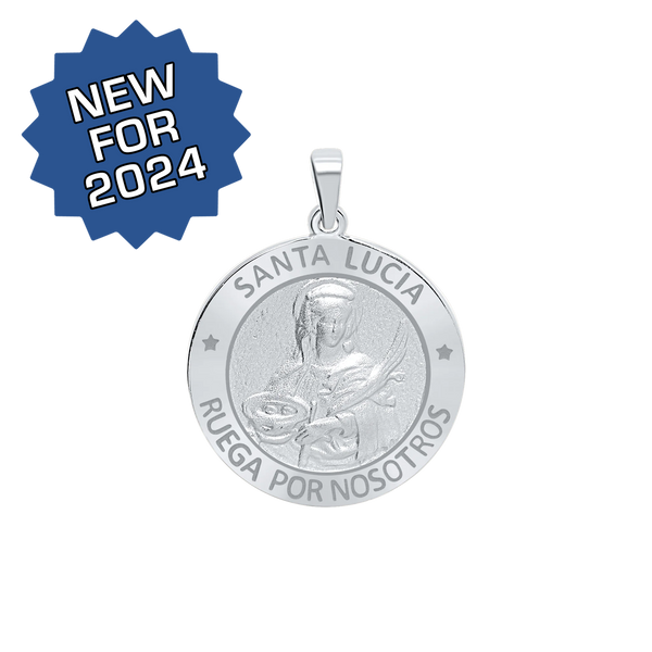 Sterling Silver Round Santa Lucía Medallion (3/4 inch)