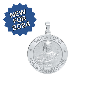 Sterling Silver Round Santa Lucía Medallion (3/4 inch)