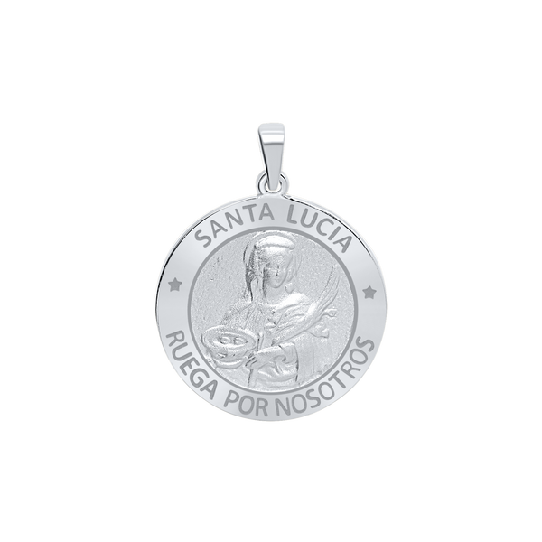 Sterling Silver Round Santa Lucía Medallion (3/4 inch)