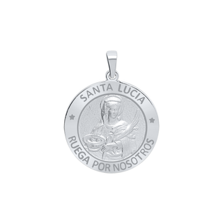 Sterling Silver Round Santa Lucía Medallion (3/4 inch)