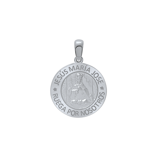 Sterling Silver Round Sagrada Familia (Jesús, Maria, y Jose) Medallion (5/8 inch - 1 inch)