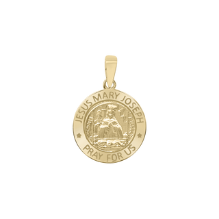 14K Gold Round Holy Family (Jesus, Mary, and Joseph) Medallion (5/8 inch - 1 inch)