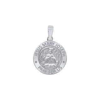 Sterling Silver Round Holy Family (Jesus, Mary, and Joseph) Medallion (5/8 inch - 1 inch)