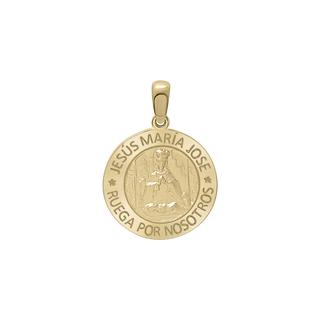 14K Gold Round Sagrada Familia (Jesús, Maria, y Jose) Medallion (5/8 inch - 1 inch)