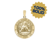 14K Gold Round Holy Family (Jesus, Mary, and Joseph) Medallion (3/4 inch)