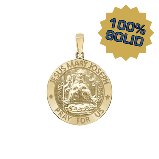14K Gold Round Holy Family (Jesus, Mary, and Joseph) Medallion (3/4 inch)