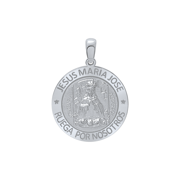 Sterling Silver Round Sagrada Familia (Jesús, Maria, y Jose) Medallion (5/8 inch - 1 inch)