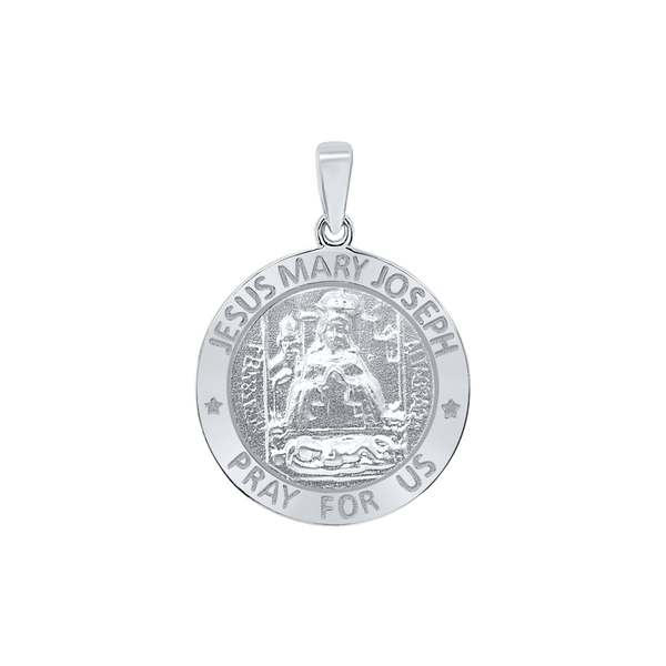 Sterling Silver Round Holy Family (Jesus, Mary, and Joseph) Medallion (5/8 inch - 1 inch)