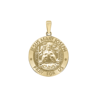 14K Gold Round Holy Family (Jesus, Mary, and Joseph) Medallion (3/4 inch)