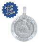 Sterling Silver Round Holy Family (Jesus, Mary, and Joseph) Medallion (5/8 inch - 1 inch)