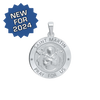 Sterling Silver Round Saint Martin Medallion (3/4 inch)